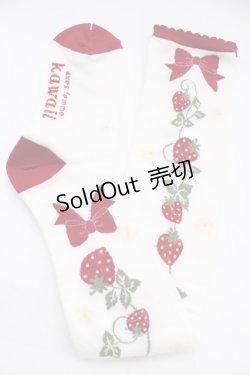 画像1: axes femme Kawaii / いちご柄オーバーニー  ホワイト T-25-12-04-005-AX-ZA-SA-ZT