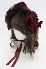 axes femme kawaii / ベルベットドールハーフボンネット  ワイン T-25-12-04-034-AX-AC-SA-ZT