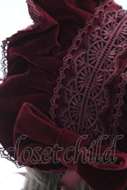 画像3: axes femme kawaii / ベルベットドールハーフボンネット  ワイン T-25-12-04-034-AX-AC-SA-ZT