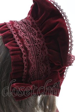 画像4: axes femme kawaii / ベルベットドールハーフボンネット  ワイン T-25-12-04-034-AX-AC-SA-ZT