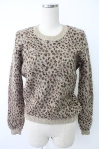 KANEKO ISAO / レオパード柄シャギーニット  ブラウン T-25-12-07-006-EL-TO-OW-ZT389