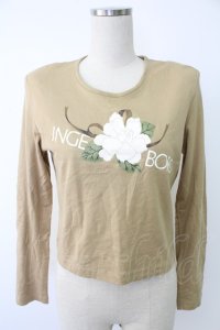 INGEBORG / フラワーptカットソー  カーキイエロー T-25-12-07-007-LO-TO-OW-ZT389