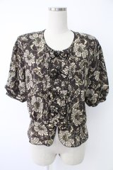 KANEKO ISAO / ペイズリー花柄ブラウス  クロ T-25-12-07-009-EL-BL-OW-ZT