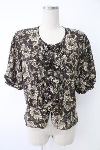 KANEKO ISAO / ペイズリー花柄ブラウス  クロ T-25-12-07-009-EL-BL-OW-ZT