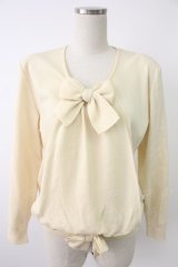 INGEBORG / リボン使いニットソー  アイボリー T-25-12-07-002-LO-TO-OW-ZT