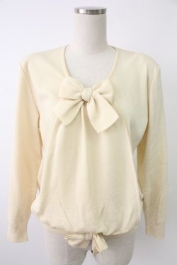 画像1: INGEBORG / リボン使いニットソー  アイボリー T-25-12-07-002-LO-TO-OW-ZT