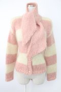 INGEBORG / ショールカラーニットカーディガン  ピンク×アイボリー T-25-12-07-013-LO-TO-OW-ZT