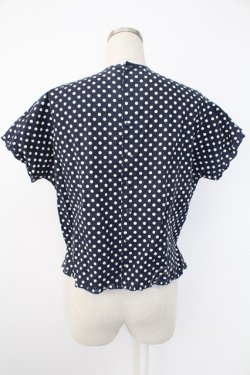 画像2: INGEBORG / 水玉半袖ブラウス  ネイビー×シロ T-25-12-07-017-LO-BL-OW-ZT