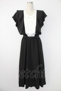 画像1: INGEBORG / ヨーク切り替えフリルワンピース  クロ×シロ T-25-12-07-023-LO-OP-OW-ZT