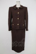 INGEBORG / 金釦使いシャギーセットアップ  ブラウン T-25-12-07-033-LO-OP-OW-ZT