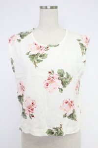 INGEBORG / 花柄ノースリカットソー  アイボリー T-25-12-10-001-LO-TO-OW-ZT