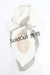 KANEKO ISAO / 帽子柄スカーフ  アイボリー T-25-12-10-033-EL-ZA-OW-ZT