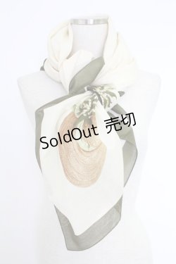 画像1: KANEKO ISAO / 帽子柄スカーフ  アイボリー T-25-12-10-033-EL-ZA-OW-ZT