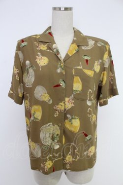 画像1: KANEKO ISAO / クチナシ香水瓶柄ブラウス  カラシ T-25-12-10-005-EL-BL-OW-ZT