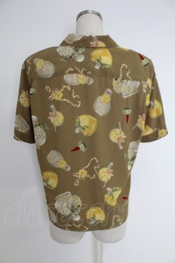 画像2: KANEKO ISAO / クチナシ香水瓶柄ブラウス  カラシ T-25-12-10-005-EL-BL-OW-ZT