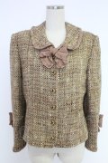 INGEBORG / リボン使いミックスツイードジャケット  ベージュ T-25-12-10-007-LO-JA-OW-ZT
