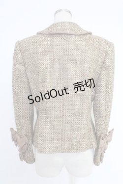 画像2: INGEBORG / リボン使いミックスツイードジャケット  ベージュ T-25-12-10-007-LO-JA-OW-ZT229