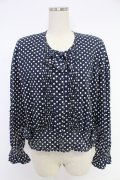 INGEBORG / 3つリボン水玉ブラウス  ネイビー×シロ T-25-12-10-009-LO-BL-OW-ZT