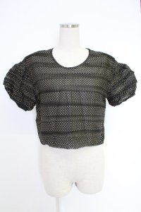 KANEKO ISAO / ピンタック使いドットブラウス【リメイク品】  クロ T-25-12-10-011-EL-BL-OW-ZT