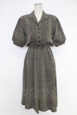 画像1: KANEKO ISAO / 麻の葉総柄ピンタックワンピース  クロ T-25-12-10-016-EL-OP-OW-ZT