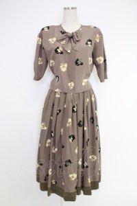 PINK HOUSE / テリア柄セットアップ【リメイク品】  ブラウン系 T-25-12-10-019-LO-OP-OW-ZT