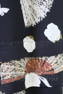 画像4: KANEKO ISAO / カメリア&扇子柄スカート  クロ T-25-12-10-021-EL-SK-OW-ZT