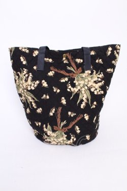 画像2: KANEKO ISAO / ポーチ付きすずらん柄キルティングバッグ  クロ×アイボリー T-25-12-10-030-EL-BG-OW-ZT