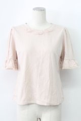 LODISPOTTO / シフォンリボンストーン半袖カットソー  ピンク T-25-12-11-001-LO-TO-SA-ZT