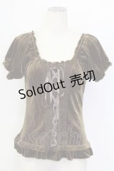 axes femme / ベロアビスチェ半袖プルオーバー M カーキ T-25-12-11-019-AX-TO-SA-ZI