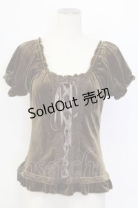 axes femme / ベロアビスチェ半袖プルオーバー M カーキ T-25-12-11-019-AX-TO-SA-ZI