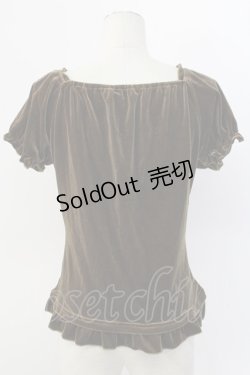 画像2: axes femme / ベロアビスチェ半袖プルオーバー M カーキ T-25-12-11-019-AX-TO-SA-ZT