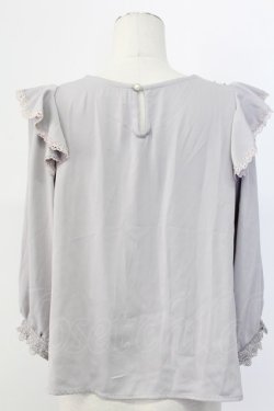 画像2: axes femme / 肩フリルお花モチーフ付きブラウス M グレー T-25-12-11-022-AX-TO-SA-ZT