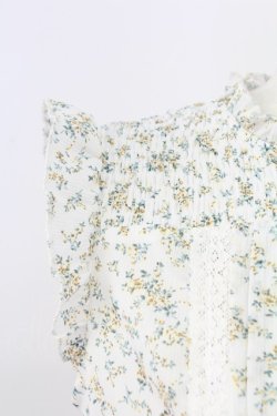 画像8: axes femme / ベルト付花柄ノースリブラウス M ホワイト T-25-12-11-002-AX-BL-SA-ZT