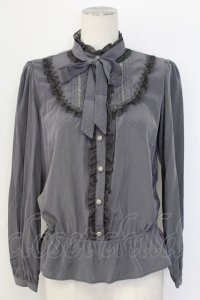 axes femme / ヨーク切替えフリルブラウス M チャコール T-25-12-11-023-AX-BL-SA-ZT