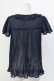 画像2: axes femme / レーシープリーツブラウス M ネイビー T-25-12-11-024-AX-BL-SA-ZT (2)