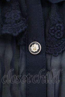 画像4: axes femme / レーシープリーツブラウス M ネイビー T-25-12-11-024-AX-BL-SA-ZT