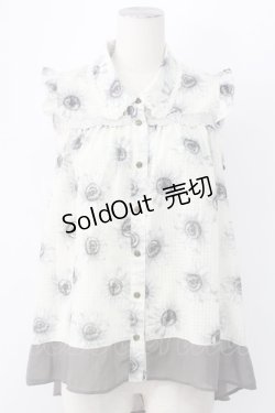 画像1: axes femme / ひまわり柄ノースリブラウス M グレー T-25-12-11-003-AX-BL-SA-ZI