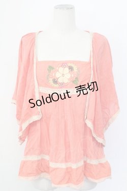 画像1: Rojita / フラワー刺繍トップス  オレンジピンク T-25-12-11-027-LO-TO-SA-ZI