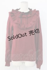 axes femme / ヨークフリルニットプルオーバー  ワイン T-25-12-11-028-AX-TO-SA-ZI