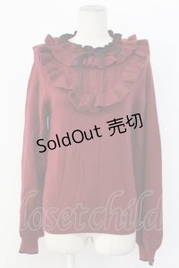 axes femme / ヨークフリルニットプルオーバー  ワイン T-25-12-11-028-AX-TO-SA-ZI