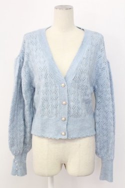 画像1: axes femme / 透かし編みふわふわニットカーディガン  サックス T-25-12-11-030-AX-TO-SA-ZT