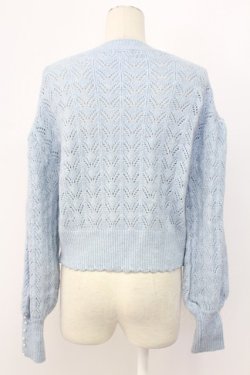 画像2: axes femme / 透かし編みふわふわニットカーディガン  サックス T-25-12-11-030-AX-TO-SA-ZT