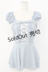 axes femme / 編み上げペプラムビスチェ M サックス T-25-12-11-031-AX-TO-SA-ZI