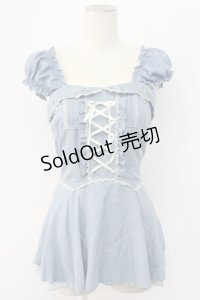 axes femme / 編み上げペプラムビスチェ M サックス T-25-12-11-031-AX-TO-SA-ZI