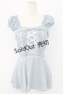 画像1: axes femme / 編み上げペプラムビスチェ M サックス T-25-12-11-031-AX-TO-SA-ZT