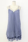 axes femme / プリーツノースリーブワンピース M ブルー T-25-12-11-032-AX-OP-SA-ZT