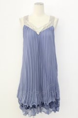 axes femme / プリーツノースリーブワンピース M ブルー T-25-12-11-032-AX-OP-SA-ZT