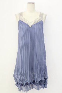 画像1: axes femme / プリーツノースリーブワンピース M ブルー T-25-12-11-032-AX-OP-SA-ZT