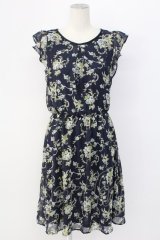 axes femme / 花柄ワンピース M ブルー T-25-12-11-033-AX-BL-SA-ZT