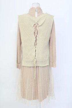 画像2: axes femme / ニットベスト重ねワンピース M ベージュ T-25-12-11-037-AX-OP-SA-ZT